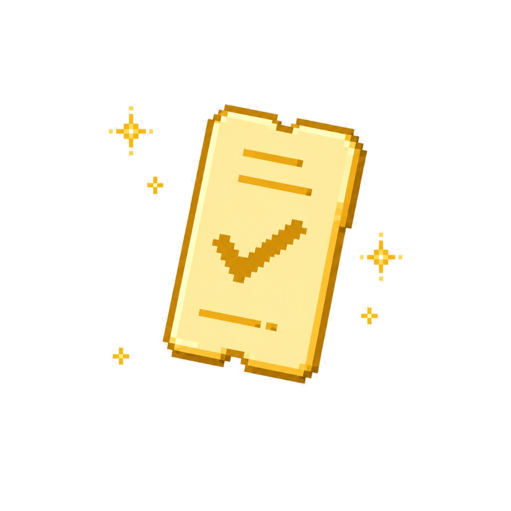 Golden pixel-art Done Card collectible worth 50 Sprint Points