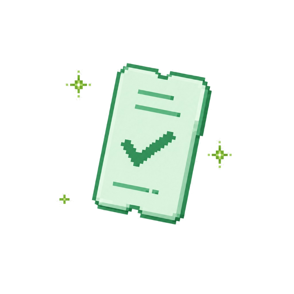 Green pixel-art Done Card collectible worth 10 Sprint Points