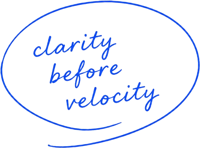 Hand-drawn oval with clarity before velocity