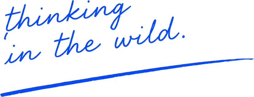 Hand-drawn text reading thinking in the wild